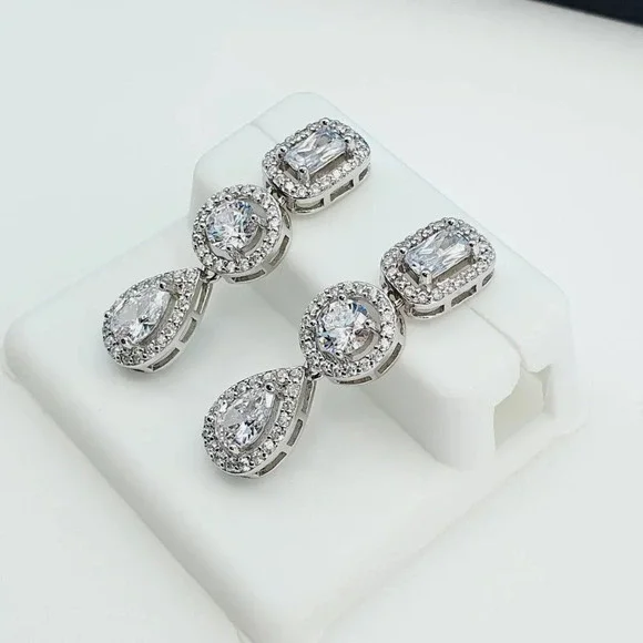 "925 Sterling Silver Cubic Zircon Earrings, UU1P7A7024 - Picture 7 of 11